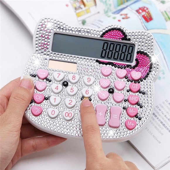 Hello Kitty Other - 💕NEW Sparkling Bling Crystal Hello Kitty Pink Calculator 12 Digit LCD Di…